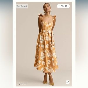 V. Chapman Vera Ruffle-Strap Corset Side-Slit Midi Dress